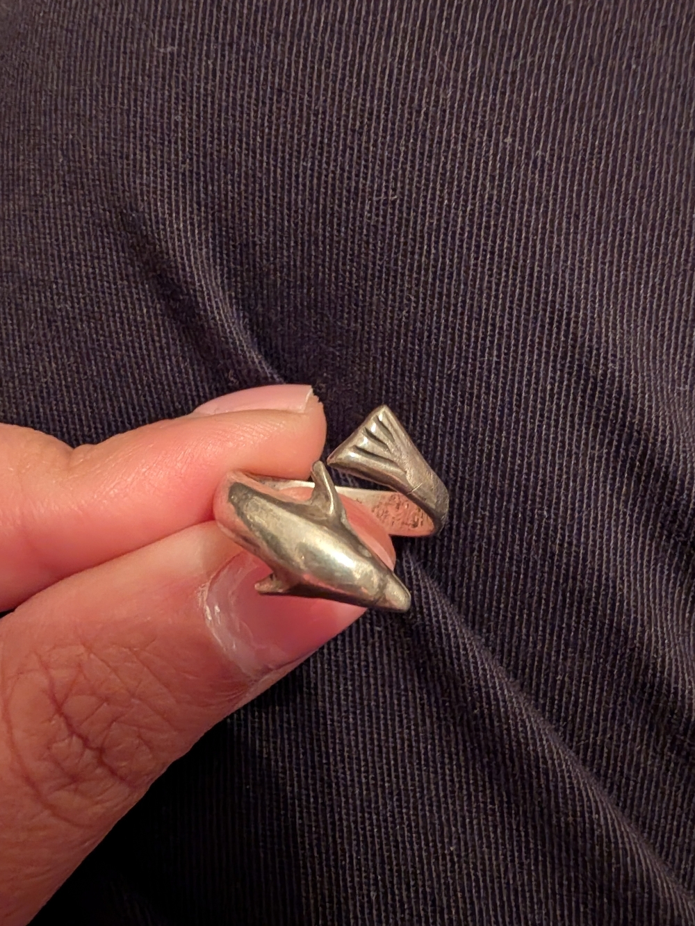 Silver Dolphin Open Ring - Polished Animal Design